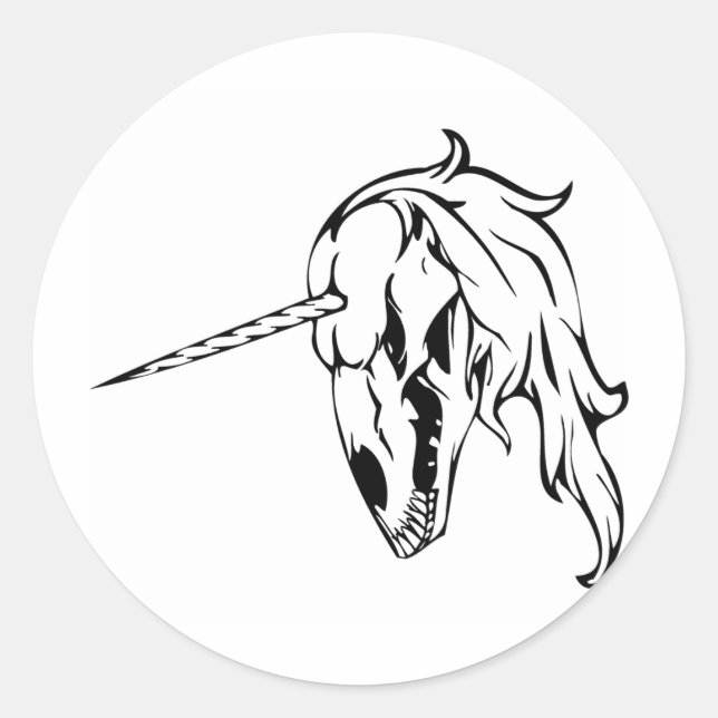 Unicorn Skull Classic Round Sticker (Front)