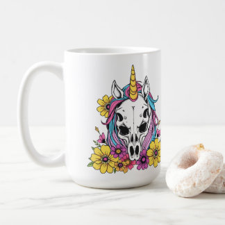 Unicorn Skull Flowers Pastel Goth Soft Grunge Goth Coffee Mug