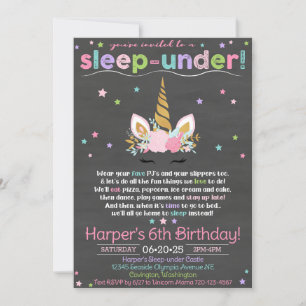 Unicorn Sleep-under Invitation, Unicorn Invitation