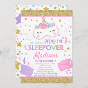 Unicorn Sleepover Party Invitation Slumber Party