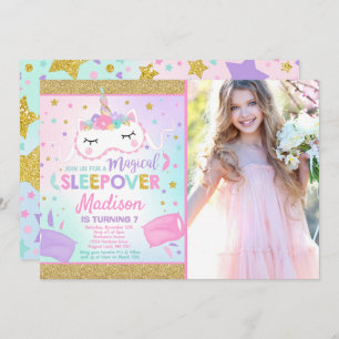 Unicorn Sleepover Party Invitation Slumber Party