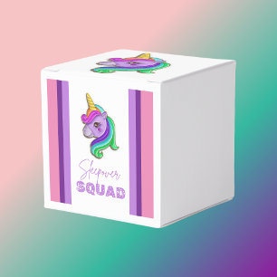 Unicorn Sleepover Squad birthday party Favour Box