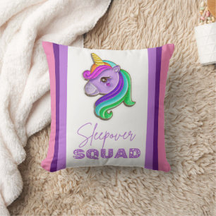 Unicorn Sleepover Squad pyjama party gift Cushion