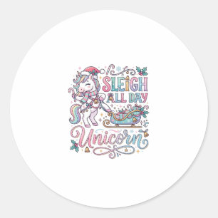 Unicorn Sleigh All Day Unicorn Adorable Sticker an