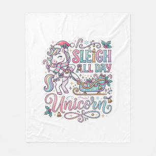 Unicorn Sleigh All Day Unicorn Adorable Sticker an Fleece Blanket