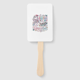 Unicorn Sleigh All Day Unicorn Adorable Sticker an Hand Fan