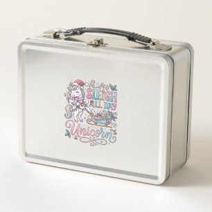 Unicorn Sleigh All Day Unicorn Adorable Sticker an Metal Lunch Box