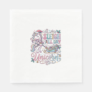 Unicorn Sleigh All Day Unicorn Adorable Sticker an Napkin