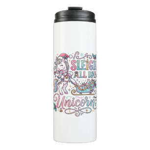 Unicorn Sleigh All Day Unicorn Adorable Sticker an Thermal Tumbler