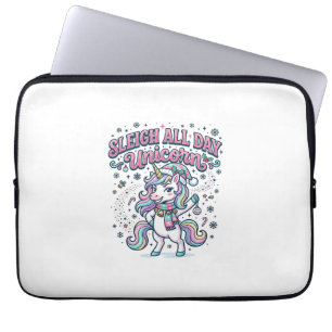 Unicorn Sleigh All Day Unicorn Charming Merch Desi Laptop Sleeve