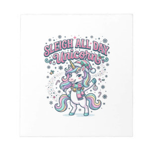 Unicorn Sleigh All Day Unicorn Charming Merch Desi Notepad