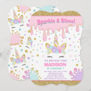 Unicorn Slime Birthday Invitation Slime Party