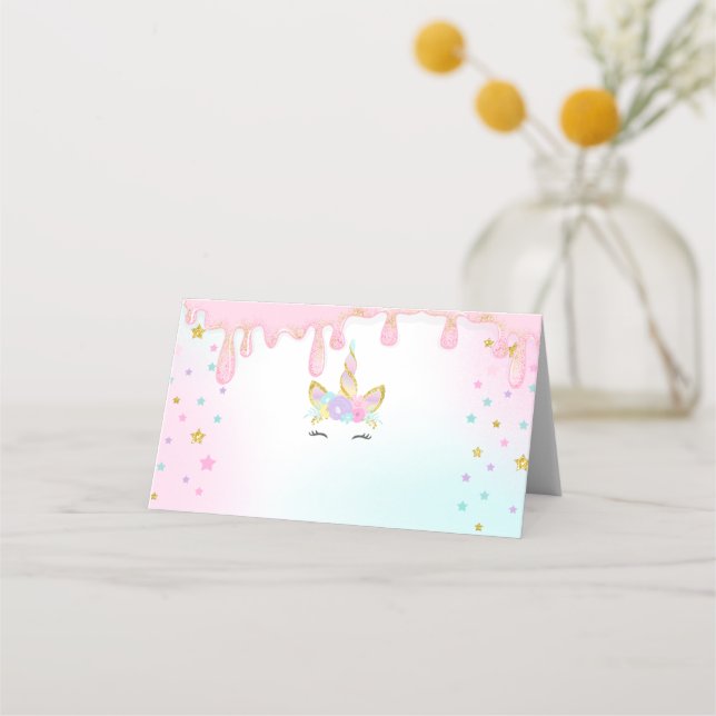 Unicorn Slime Place Card Mermaid Table Number (Front)