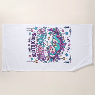 Unicorn Slothicorn Slow Magic Colourful Marketplac Beach Towel