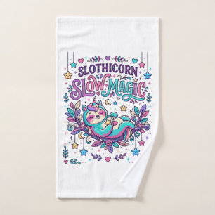 Unicorn Slothicorn Slow Magic Colourful Marketplac Hand Towel