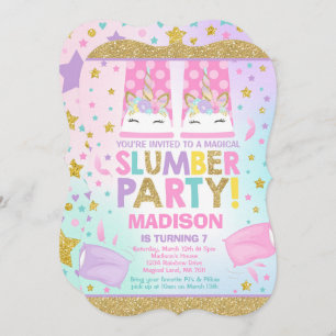 Unicorn Slumber Party Birthday Invitation