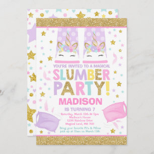 Unicorn Slumber Party Birthday Invitation
