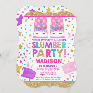 Unicorn Slumber Party Birthday Invitation