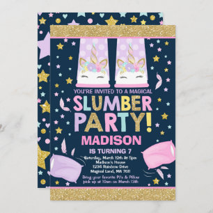 Unicorn Slumber Party Birthday Invitation