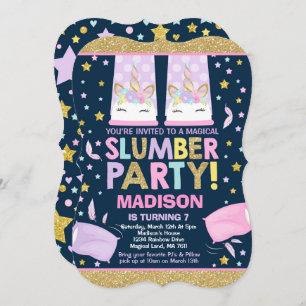Unicorn Slumber Party Birthday Invitation