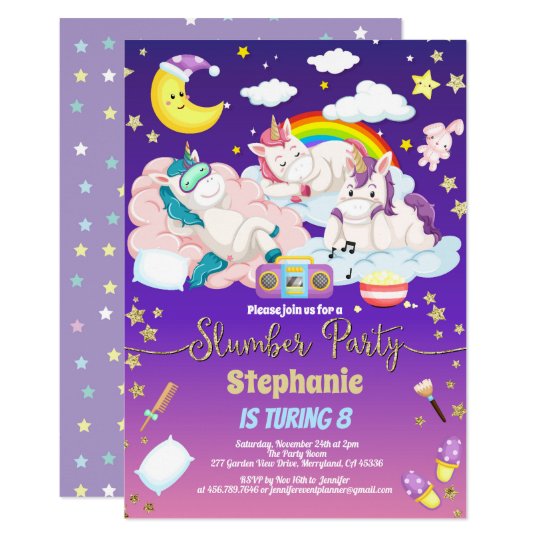 unicorn-slumber-party-birthday-sleepover-invitation-zazzle-au