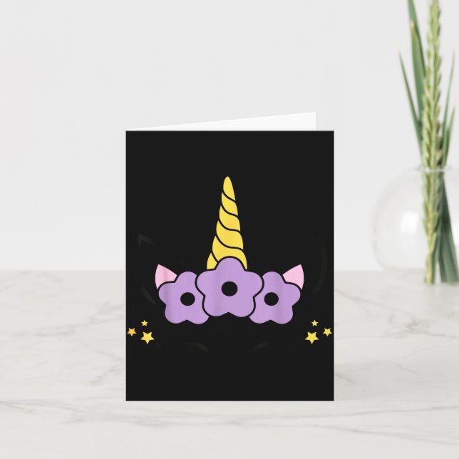 Unicorn Smile Eyelashes Kid Unicorns Flowers Wreat Card (Front)