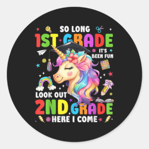 Unicorn So Long First Grade Graduation 2nd Grade H Classic Round Sticker