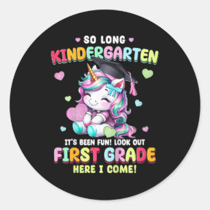 Unicorn So Long Kindergarten Graduation Last Day O Classic Round Sticker