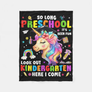 Unicorn So Long Pre K Graduation Kindergarten Here Fleece Blanket