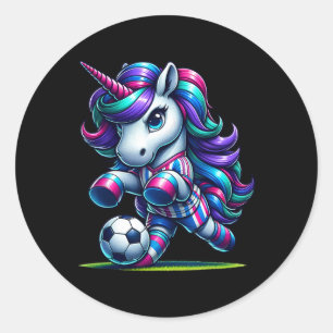 Unicorn Soccer Team Player Classic Round Sticker