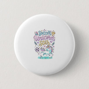 Unicorn Soccer Unicorn Star Cute 6 Cm Round Badge