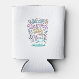 Unicorn Soccer Unicorn Star Cute Can Cooler