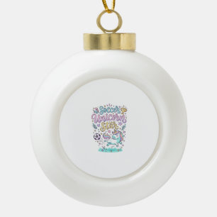 Unicorn Soccer Unicorn Star Cute Ceramic Ball Christmas Ornament
