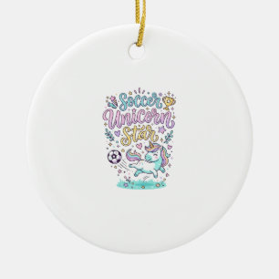 Unicorn Soccer Unicorn Star Cute Ceramic Ornament