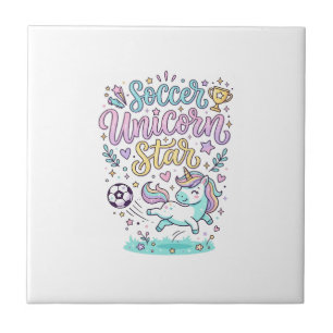 Unicorn Soccer Unicorn Star Cute Ceramic Tile