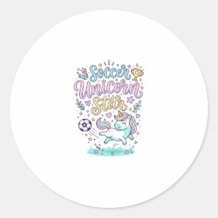 Unicorn Soccer Unicorn Star Cute Classic Round Sticker