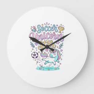 Unicorn Soccer Unicorn Star Cute Large Clock