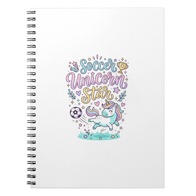 Unicorn Soccer Unicorn Star Cute Notebook (Front)