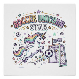 Unicorn Soccer Unicorn Star Funny Vector Design_1 Poster