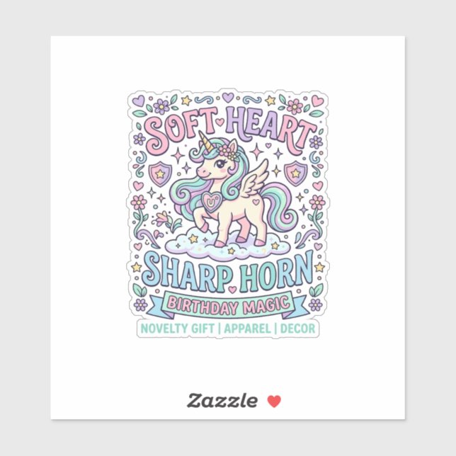 Unicorn Soft Heart Sharp Horn Bold Typography Prod (Sheet)