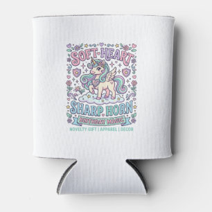 Unicorn Soft Heart Sharp Horn Bold Typography Prod Can Cooler