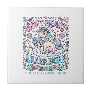 Unicorn Soft Heart Sharp Horn Bold Typography Prod Ceramic Tile