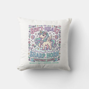 Unicorn Soft Heart Sharp Horn Bold Typography Prod Cushion