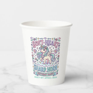 Unicorn Soft Heart Sharp Horn Bold Typography Prod Paper Cups