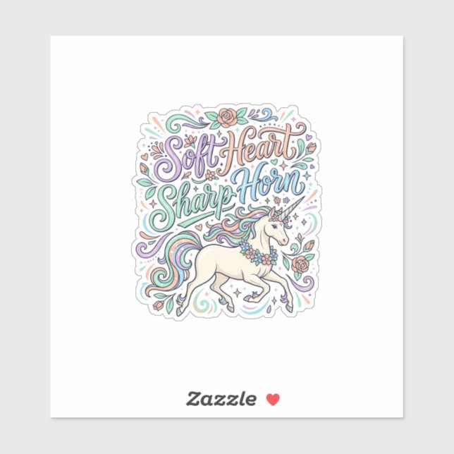 Unicorn Soft Heart Sharp Horn White Background Typ (Sheet)
