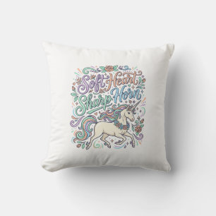 Unicorn Soft Heart Sharp Horn White Background Typ Cushion