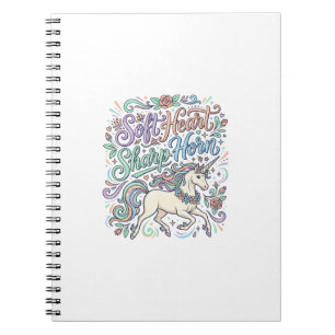 Unicorn Soft Heart Sharp Horn White Background Typ Notebook