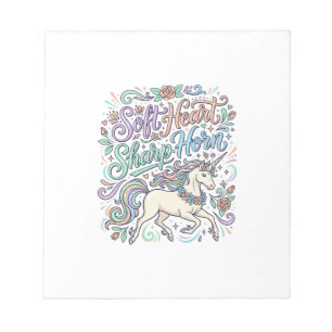 Unicorn Soft Heart Sharp Horn White Background Typ Notepad