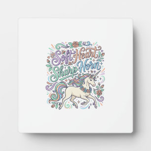 Unicorn Soft Heart Sharp Horn White Background Typ Plaque