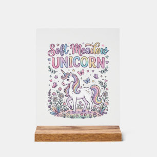 Unicorn Soft Meadow Unicorn Adorable Vector Design Acrylic Sign